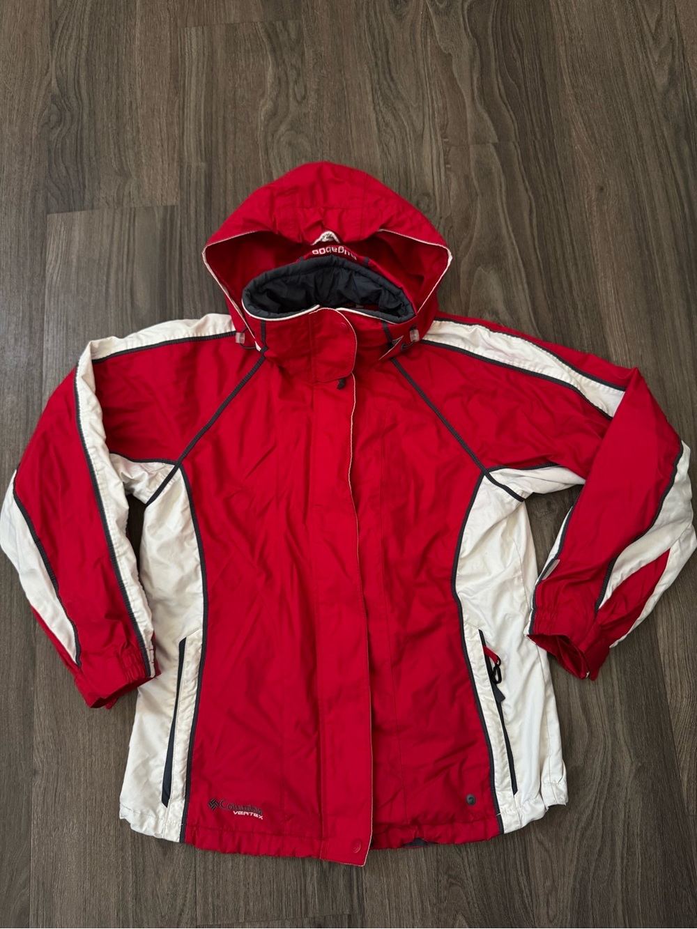 Columbia Red and Cream women Hooded Ski Jacket